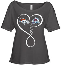 Load image into Gallery viewer, Denver Broncos Colorado Avalanche love heart shirt