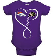 Load image into Gallery viewer, Denver Broncos Colorado Buffaloes love heart shirt