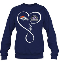 Load image into Gallery viewer, Denver Broncos Colorado Rockies love heart shirt