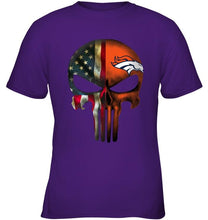 Load image into Gallery viewer, Denver Broncos skull american flag shirt