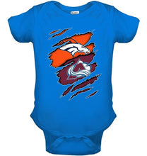 Load image into Gallery viewer, Denver Broncos and Colorado Avalanche layer under ripped shirt