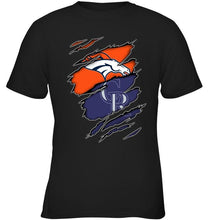 Load image into Gallery viewer, Denver Broncos and Colorado Rockies layer under ripped shirt