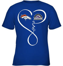 Load image into Gallery viewer, Denver Broncos Colorado Rockies love heart shirt