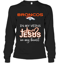 Load image into Gallery viewer, Denver Broncos in my veins jesus in my heart shirt