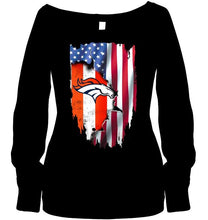 Load image into Gallery viewer, Denver Broncos flag ripped american flag shirt