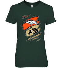 Load image into Gallery viewer, Denver Broncos and Colorado Buffaloes layer under ripped shirt