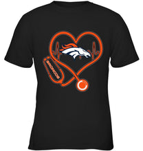 Load image into Gallery viewer, Denver Broncos nurse scope love heartbeat shirt