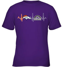 Load image into Gallery viewer, Denver Broncos Colorado Rockies heartbeat shirt