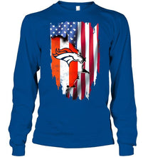 Load image into Gallery viewer, Denver Broncos flag ripped american flag shirt
