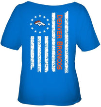 Load image into Gallery viewer, Denver Broncos star american flag on back shirt