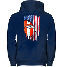Load image into Gallery viewer, Denver Broncos flag ripped american flag shirt