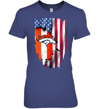Load image into Gallery viewer, Denver Broncos flag ripped american flag shirt