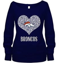 Load image into Gallery viewer, Denver Broncos heart floral pattern shirt