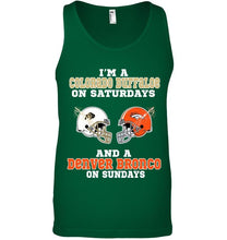 Load image into Gallery viewer, I'm Colorado Buffaloe on saturdays and Denver Bronco on sundays shirt