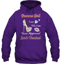 Load image into Gallery viewer, Broncos Girl I am who I am your approval isn't needed Denver Broncos fan high heel glittering shirt