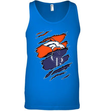 Load image into Gallery viewer, Denver Broncos and Colorado Rockies layer under ripped shirt