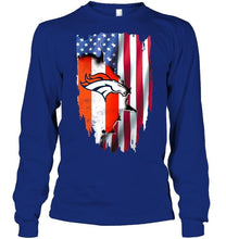 Load image into Gallery viewer, Denver Broncos flag ripped american flag shirt
