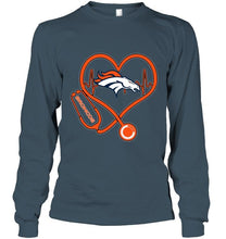 Load image into Gallery viewer, Denver Broncos nurse scope love heartbeat shirt