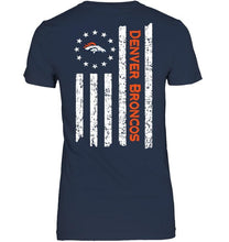 Load image into Gallery viewer, Denver Broncos star american flag on back shirt