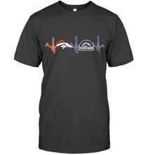 Load image into Gallery viewer, Denver Broncos Colorado Rockies heartbeat shirt