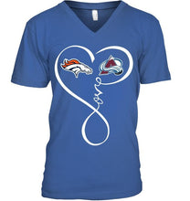 Load image into Gallery viewer, Denver Broncos Colorado Avalanche love heart shirt