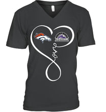 Load image into Gallery viewer, Denver Broncos Colorado Rockies love heart shirt