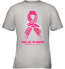 Load image into Gallery viewer, Denver Broncos fight like the Broncos br east cancer warrior shirt