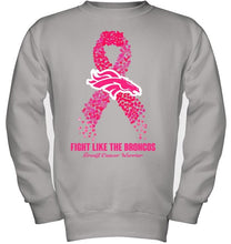 Load image into Gallery viewer, Denver Broncos fight like the Broncos br east cancer warrior shirt