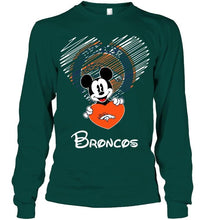 Load image into Gallery viewer, Mickey loves Denver Broncos fan shirt