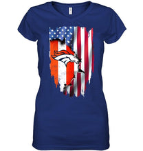 Load image into Gallery viewer, Denver Broncos flag ripped american flag shirt