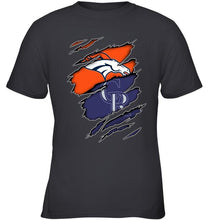 Load image into Gallery viewer, Denver Broncos and Colorado Rockies layer under ripped shirt