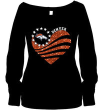 Load image into Gallery viewer, Denver Broncos glitter heart shirt
