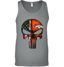 Load image into Gallery viewer, Denver Broncos skull american flag shirt
