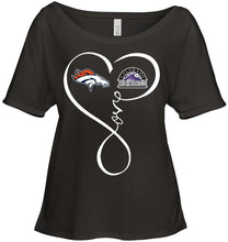 Load image into Gallery viewer, Denver Broncos Colorado Rockies love heart shirt
