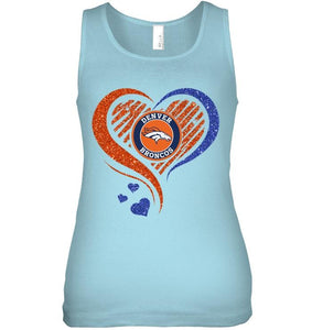 Denver Broncos heart glittering shirt