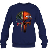 Load image into Gallery viewer, Denver Broncos skull american flag shirt
