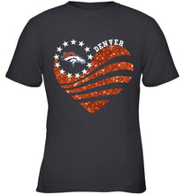 Load image into Gallery viewer, Denver Broncos glitter heart shirt
