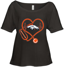 Load image into Gallery viewer, Denver Broncos nurse scope love heartbeat shirt
