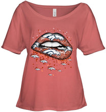 Load image into Gallery viewer, Denver Broncos heart glitter pattern lips shirt
