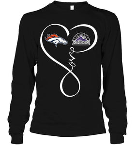 Denver Broncos Colorado Rockies love heart shirt