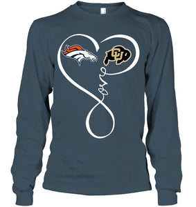 Denver Broncos Colorado Buffaloes love heart shirt