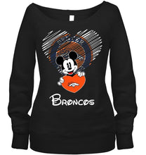 Load image into Gallery viewer, Mickey loves Denver Broncos fan hoodie
