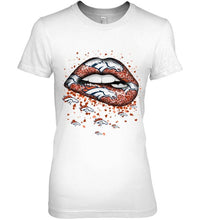 Load image into Gallery viewer, Denver Broncos heart glitter pattern lips shirt
