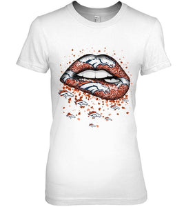 Denver Broncos heart glitter pattern lips shirt