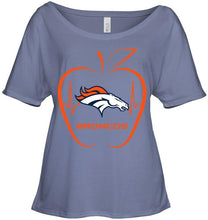 Load image into Gallery viewer, Denver Broncos heartbeat teacher apple shirt
