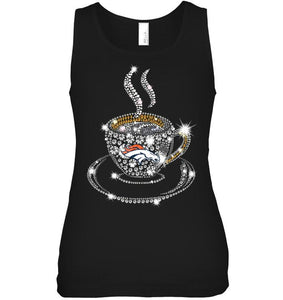 Denver Broncos coffee cup diamond glitter shirt