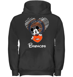 Mickey loves Denver Broncos fan hoodie