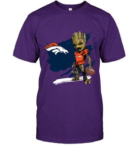Denver Broncos angry baby groot ripped shirt