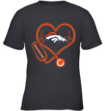 Load image into Gallery viewer, Denver Broncos nurse scope love heartbeat shirt
