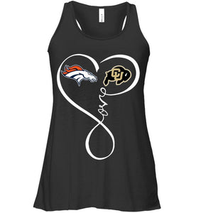 Denver Broncos Colorado Buffaloes love heart shirt